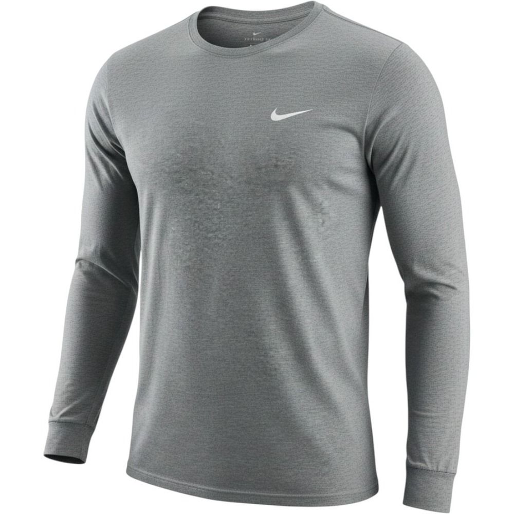 Nike The Nike Tee Mens XL Long Sleeve Shirt Gray Heathered Swoosh Athletic Cut
